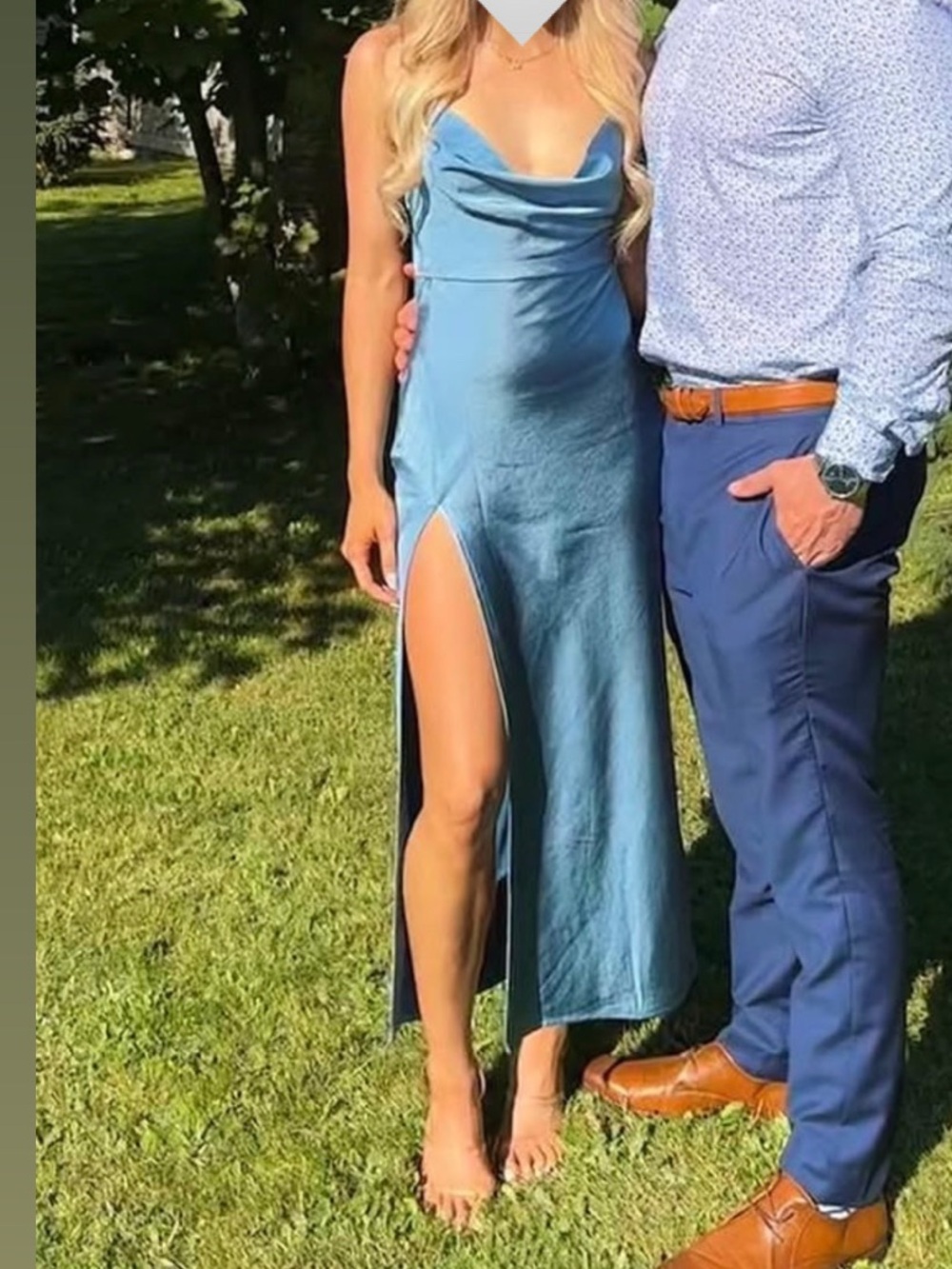 Princess Polly Satin Midi Slip Dress in Teal Blue